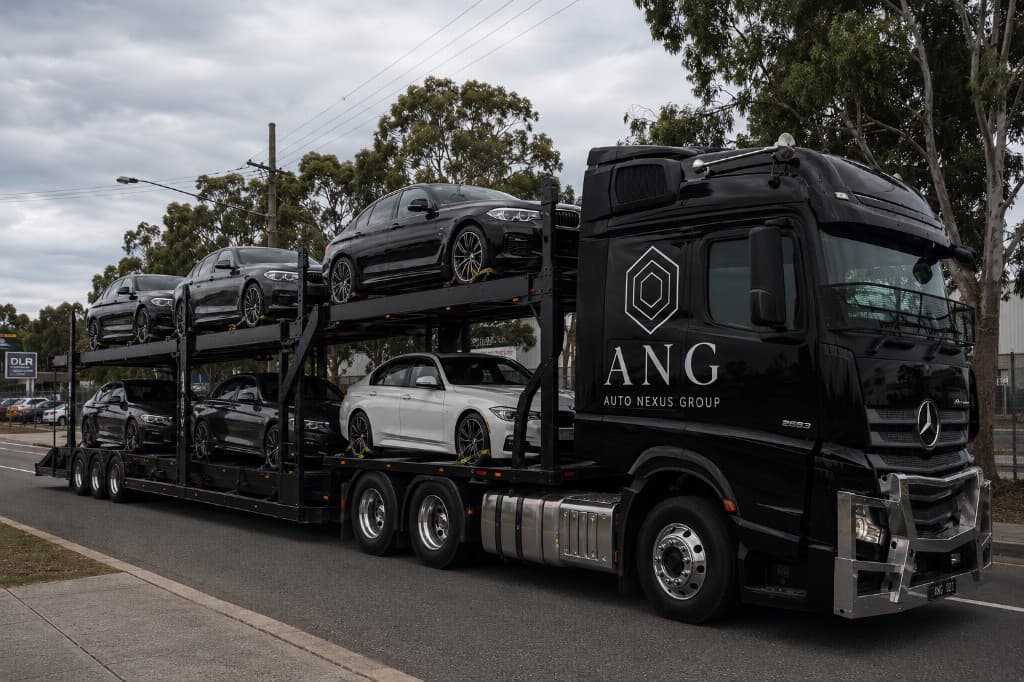 ANG Auto Nexus Group car transporter loaded with vehicles